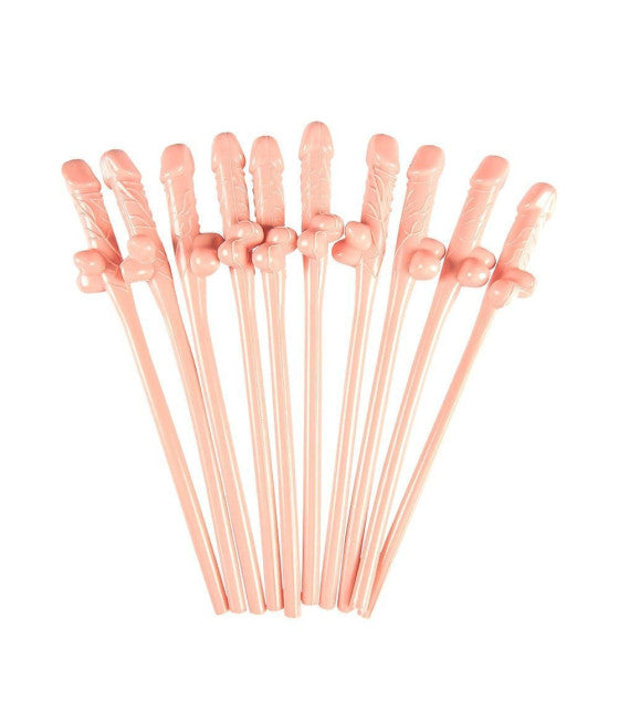 10 STROHHALME IN PENISFORM FÜR JUNGGESELLINNENABSCHIEDS-GADGETS