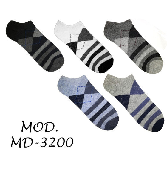 12 PAAR BAUMWOLLSOCKEN FÜR HERREN IN VERSCHIEDENEN FARBEN UND MUSTERN MD-3200