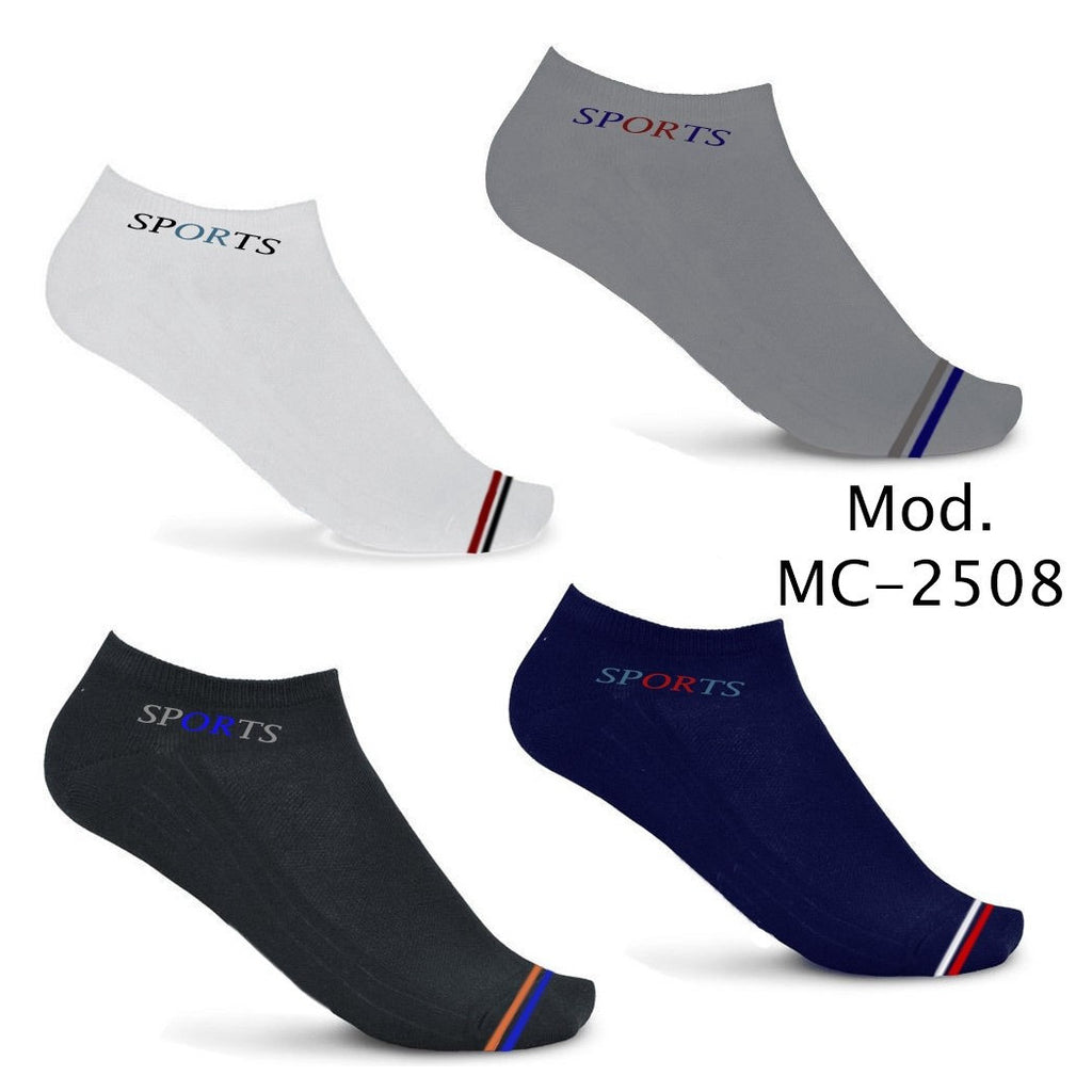 12 Paar Socken Mann Knöchel in Baumwolle verschiedene Farben und Fantasien MC-2508