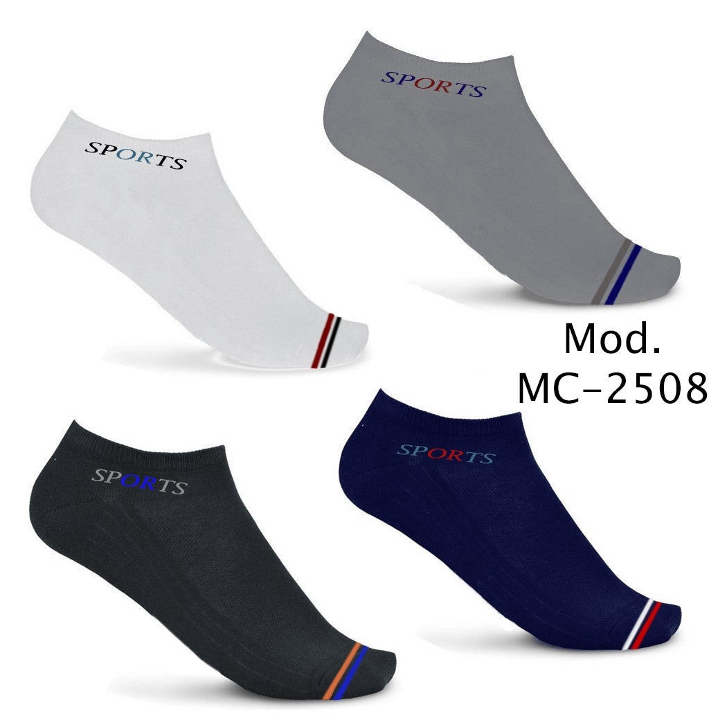 12 Paar Socken Mann Knöchel in Baumwolle verschiedene Farben und Fantasien MC-2508