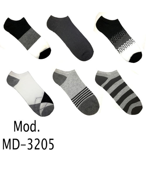 12 Paar Socken Mann Knöchel in Baumwolle verschiedene Farben und Fantasien MD-3205