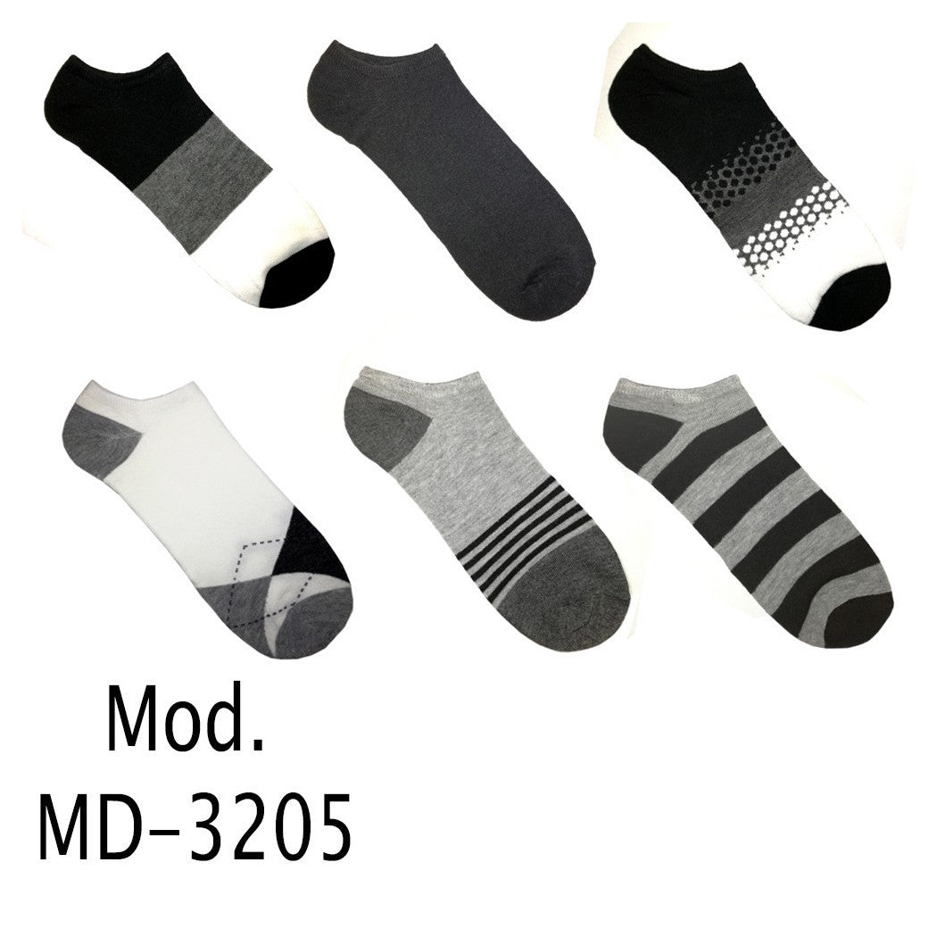 12 Paar Socken Mann Knöchel in Baumwolle verschiedene Farben und Fantasien MD-3205