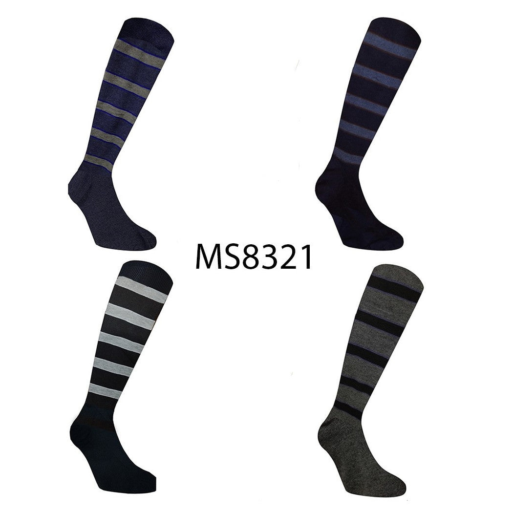 12 PAAR LANGE WARME GESTREIFTE HERRENSOCKEN AUS BAUMWOLLE IN VERSCHIEDENEN FARBEN MS8321