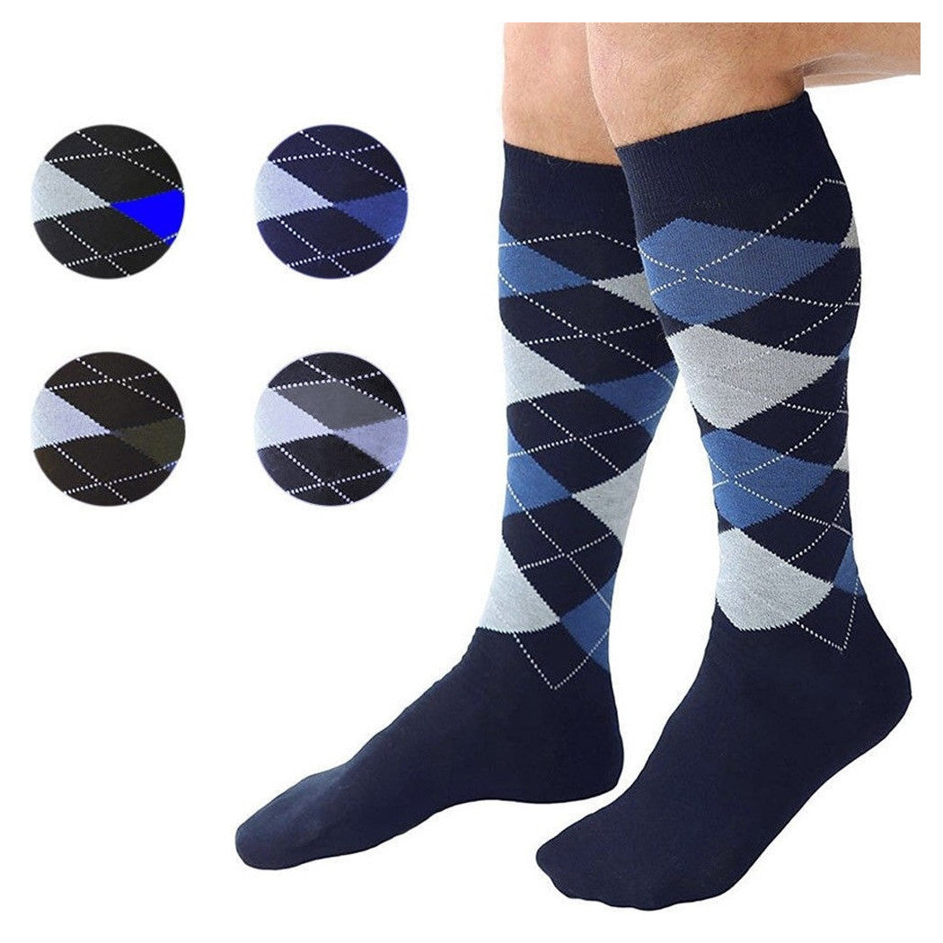 12 PAAR LANGE SOCKEN FÜR MÄNNER AUS BAUMWOLLE IN VERSCHIEDENEN FARBEN MIT RAUTENMUSTER LM-1875