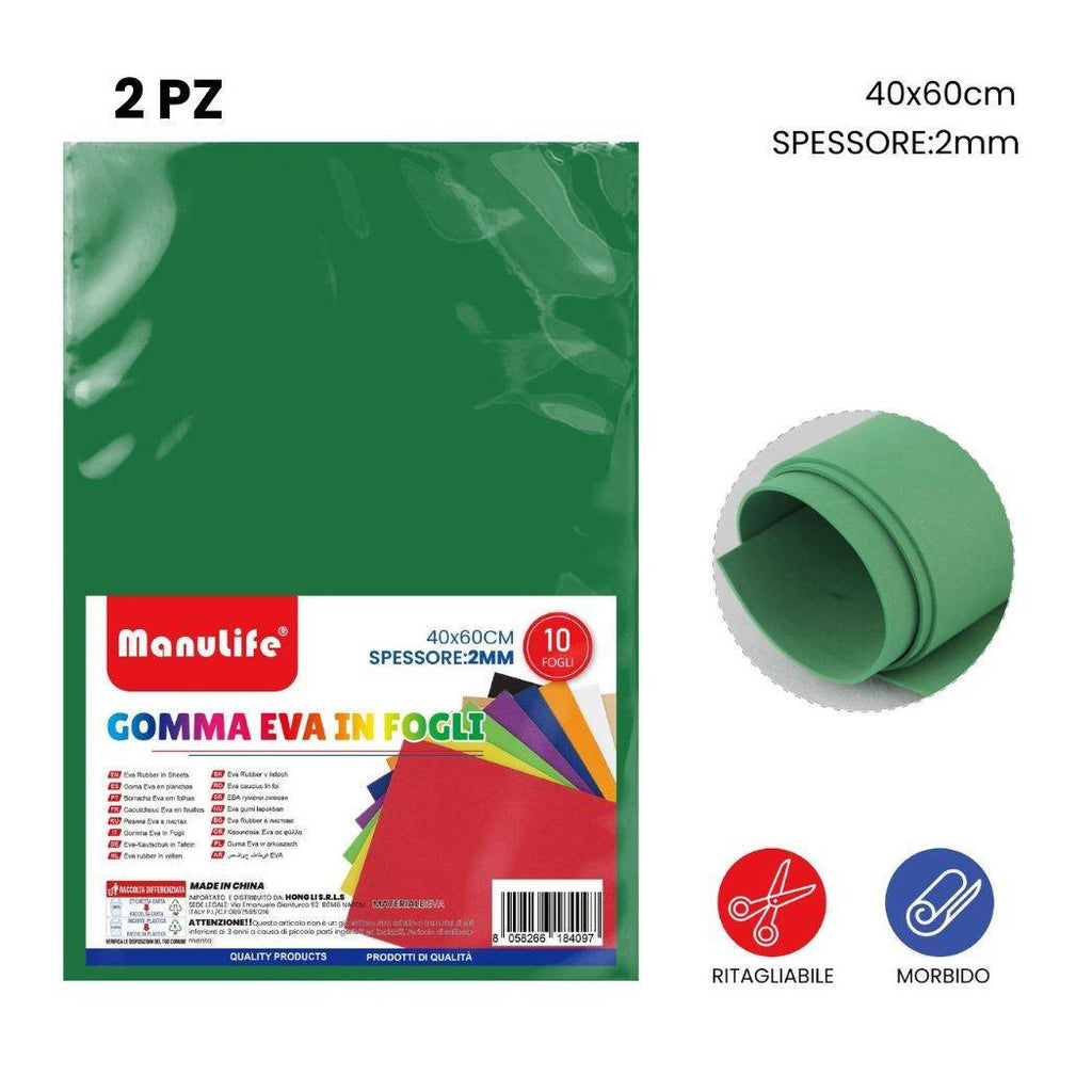 2PCS EVA GUMMIPLATTEN GRÜN FARBE HOHE QUALITÄT MATERIAL 40X60CM DICKE 2MM