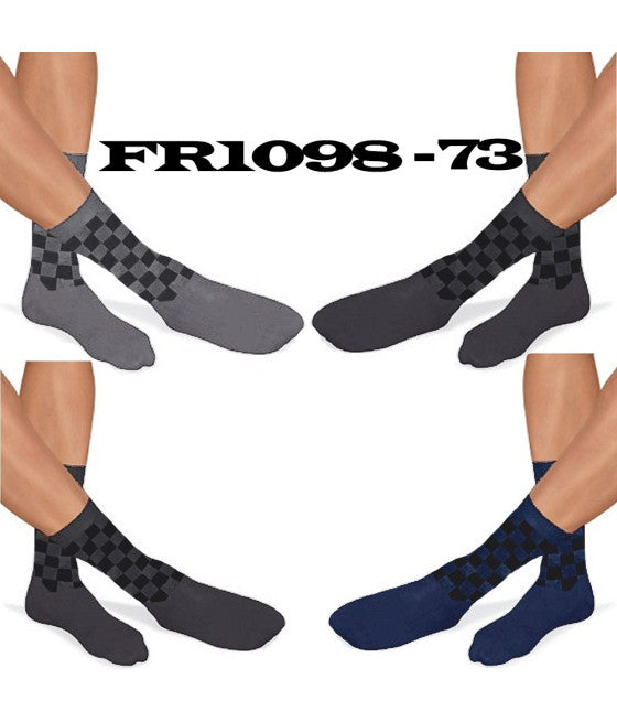 12 PAAR HERRENSOCKEN AUS FARBIGER BAUMWOLLE MIT KARO HALBBEIN FR1098-73