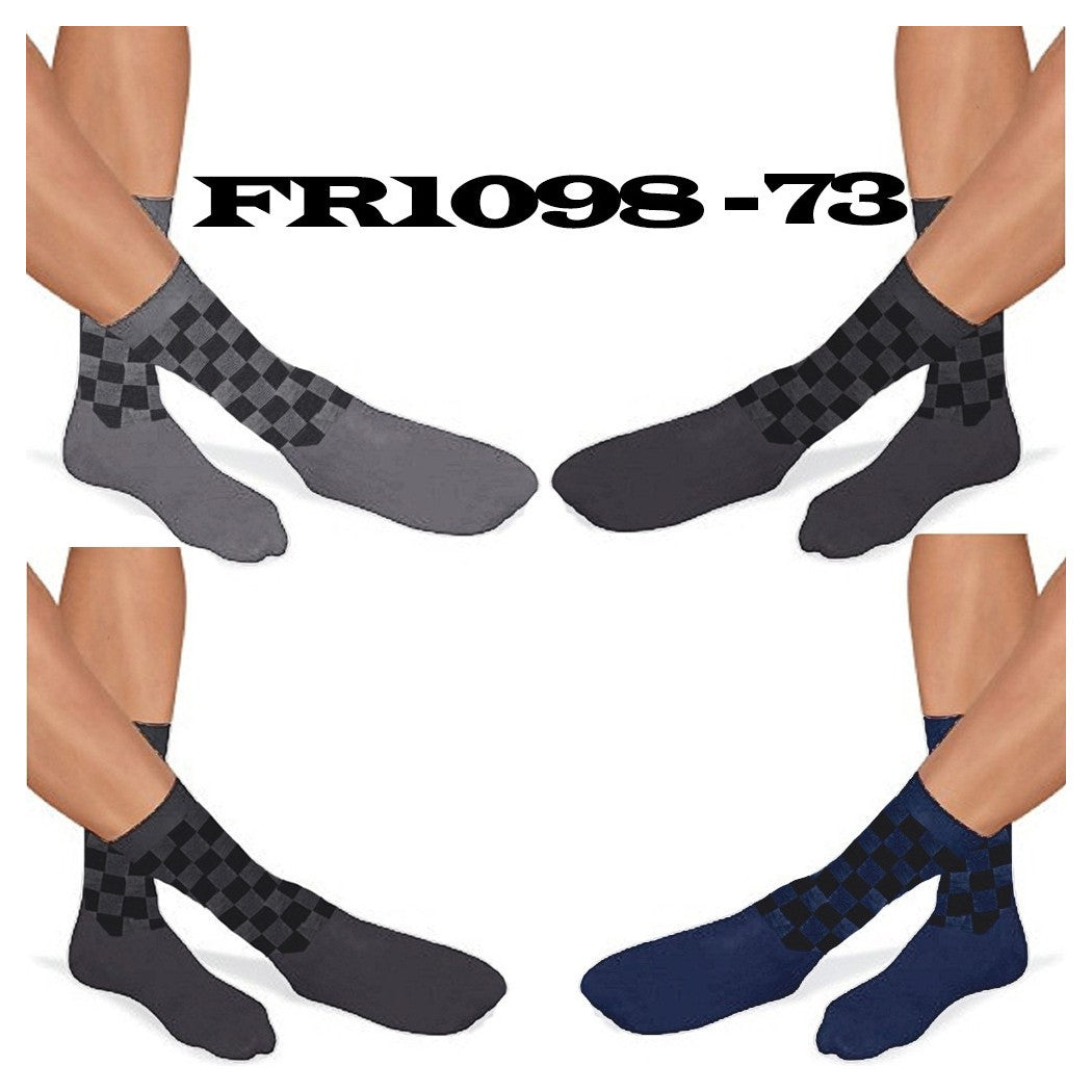 12 PAAR HERRENSOCKEN AUS FARBIGER BAUMWOLLE MIT KARO HALBBEIN FR1098-73