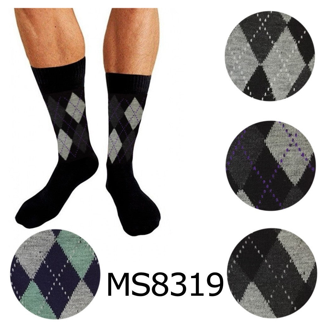 12 PAAR HERRENSOCKEN AUS FARBIGER BAUMWOLLE MIT HALF BEIN RHOMBUS FR1098-92