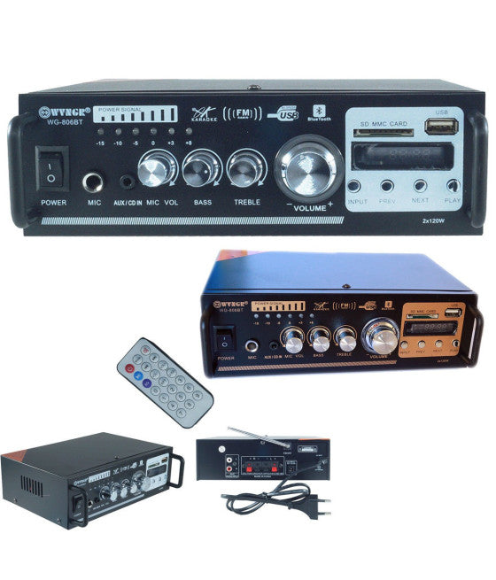 AUDIO STEREO 2 CANALI BLUETOOTH MICROFONO USB SD MP3 KARAOKE 806BT