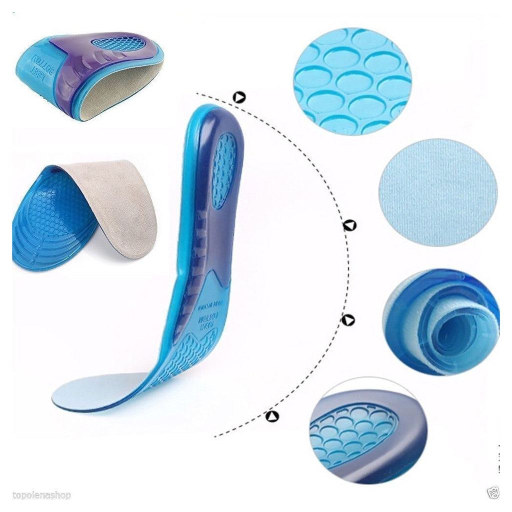 2 MEMORY-FOAM-GEL-EINLEGESOHLEN MIT MASSIERENDEM FUSSBETT AUS SILIKON