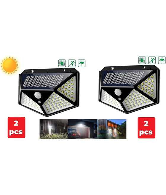2PCS OUTDOOR SOLAR LAMP PHOTOVOLTAIC SPOTLIGHT 114LED LIGHT SENSOR