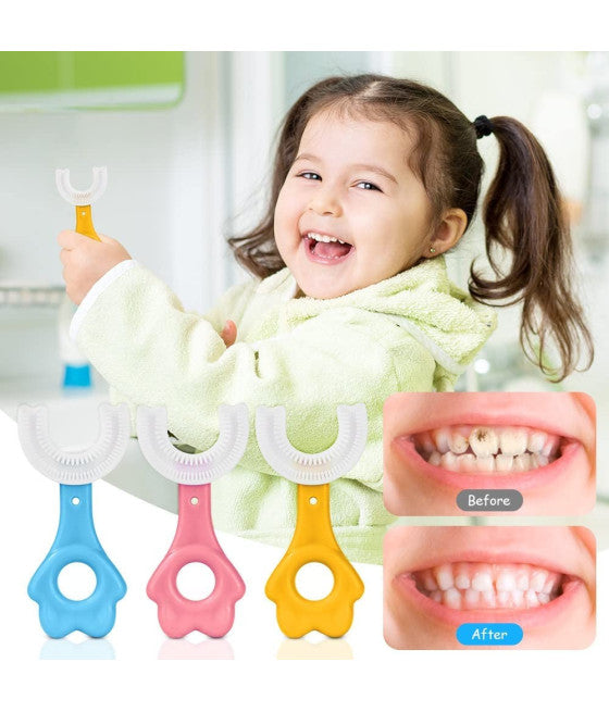 2 STÜCK KINDERZAHNBÜRSTE 2-6 JAHRE U-FÖRMIGE SILIKONBORSTEN