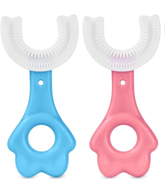 2 STÜCK KINDERZAHNBÜRSTE 2-6 JAHRE U-FÖRMIGE SILIKONBORSTEN