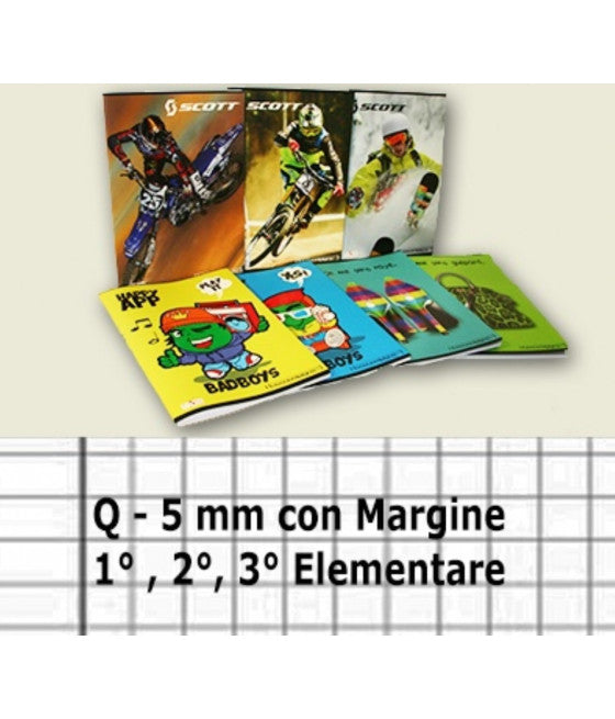 20 STÜCKE QUADERNONE QUADRETTI Q - 5mm MIT MARKEN 1° 2° 3° ELEMENTÄR