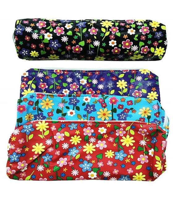 2ER SET BLUMENMÄPPCHEN BLEISTIFTHALTER KOSMETIKTASCHE REISSVERSCHLUSSBEUTEL