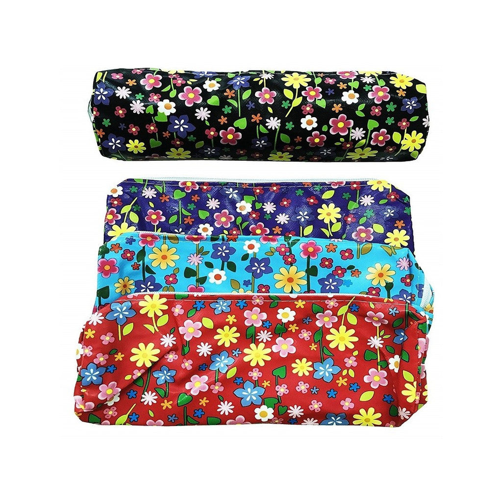 2ER SET BLUMENMÄPPCHEN BLEISTIFTHALTER KOSMETIKTASCHE REISSVERSCHLUSSBEUTEL