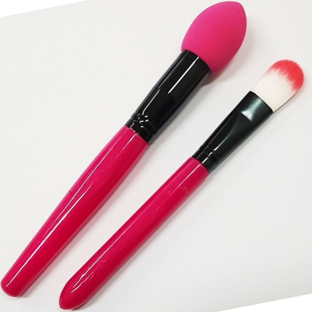 2ER-SET LATEX-SCHWAMM-APPLIKATORPINSEL + FOUNDATION CONCEALER MAKE-UP-PLATTE