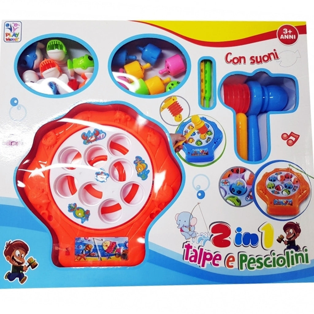 2IN1 HIT MAULWURF VERRÜCKT FISCHEN 8 FISCH BRETTSPIEL KINDER SOUNDEFFEKTE RENNEN