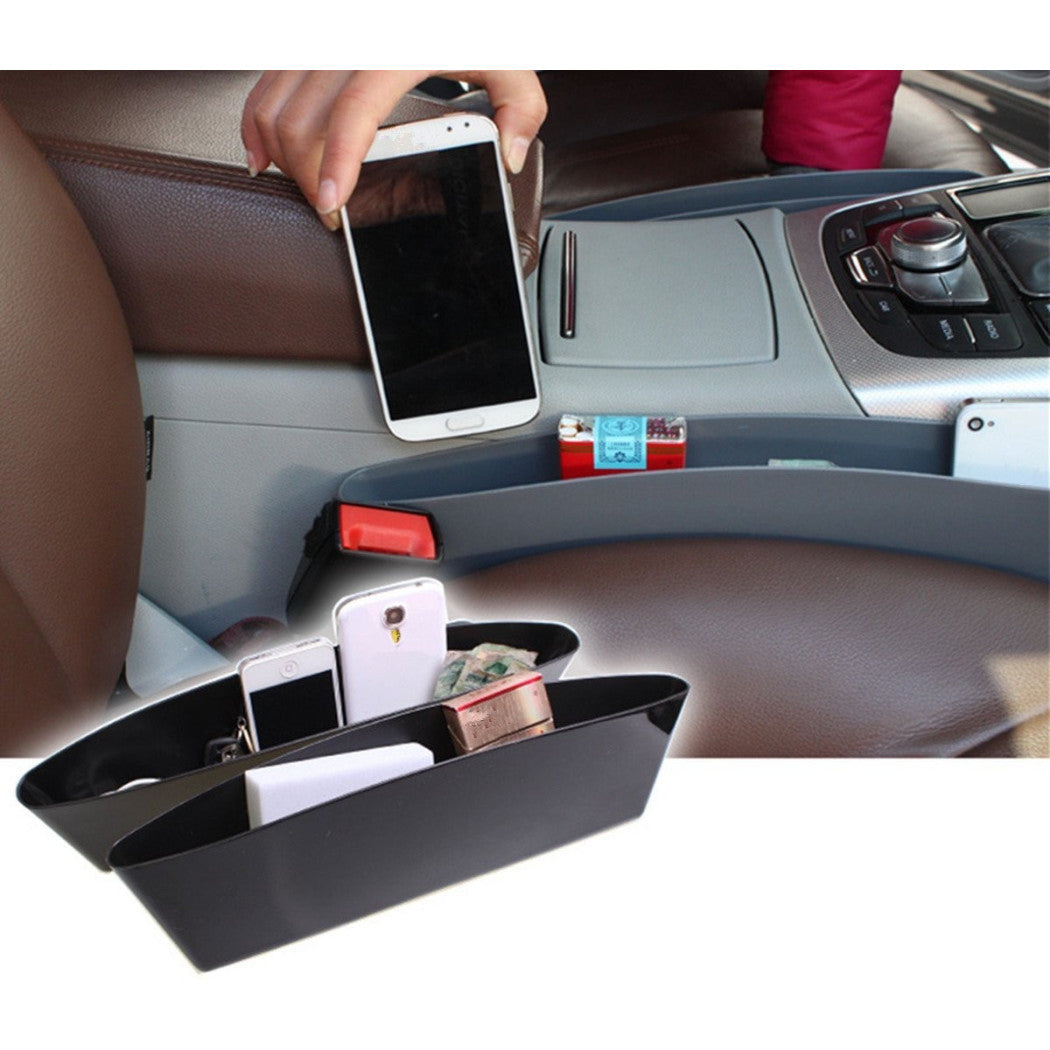 2 x seitliche Aufbewahrungsbehälter für Autositze mit leeren Taschen
