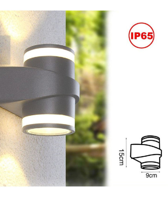 ALUMINIUM WANDLEUCHTE 2X7W DOPPELSTRAHLER GRAU KÖRPER LICHT 4000K XC9288