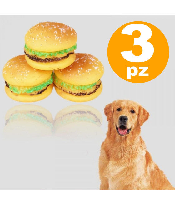 3 HAMBURGERBRÖTCHEN SCHALLDICHTES KAUSPIELZEUG FÜR HUNDE