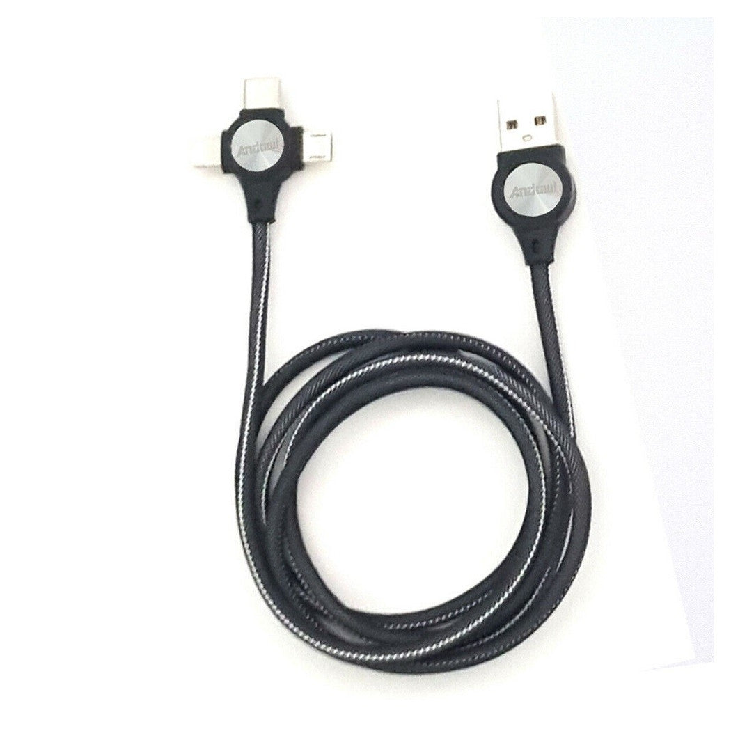 3IN1 MICRO USB DATENLADEKABEL LIGHTNING TYP C SMARTPHONE 2,4A FAS