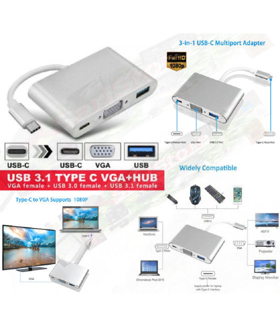 ADATTATORE 3 IN 1 HUB TYPE C USB 3.0 LZ-03H