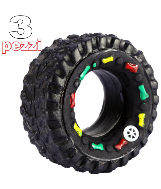 3 REIFENRÄDER SCHALLDICHTES KAUSPIELZEUG FÜR HUNDE