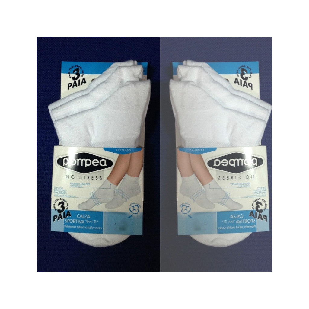 3 PAAR WEISSE 43/46 "POMPEA"-BAUMWOLLSOCKEN DAMENSOCKEN HERRENSOCKEN