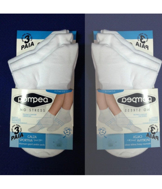 3 PAAR WEISSE 43/46 "POMPEA"-BAUMWOLLSOCKEN DAMENSOCKEN HERRENSOCKEN