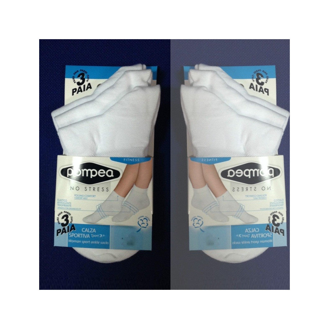 3 PAAR WEISSE 39/42 "POMPEA"-BAUMWOLLSOCKEN DAMENSOCKEN HERRENSOCKEN