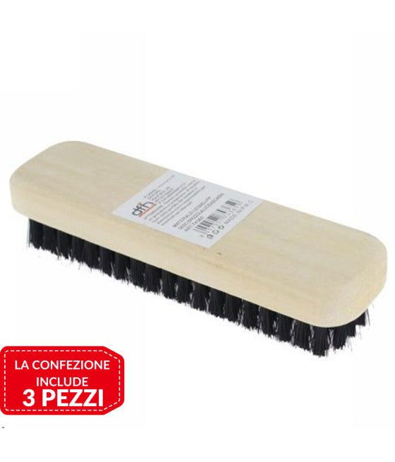 3-teilige Schuhbürste mit Borsten zum Reinigen und Polieren mit Holzgriff