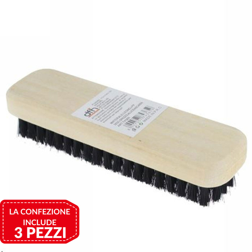 3-teilige Schuhbürste mit Borsten zum Reinigen und Polieren mit Holzgriff
