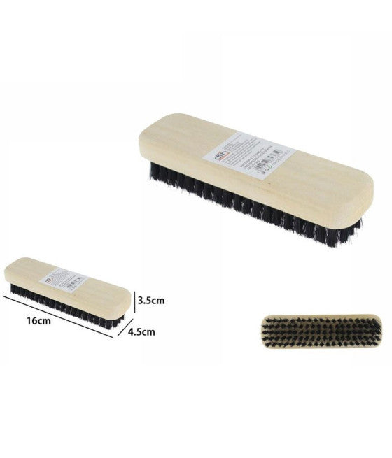 3-teilige Schuhbürste mit Borsten zum Reinigen und Polieren mit Holzgriff
