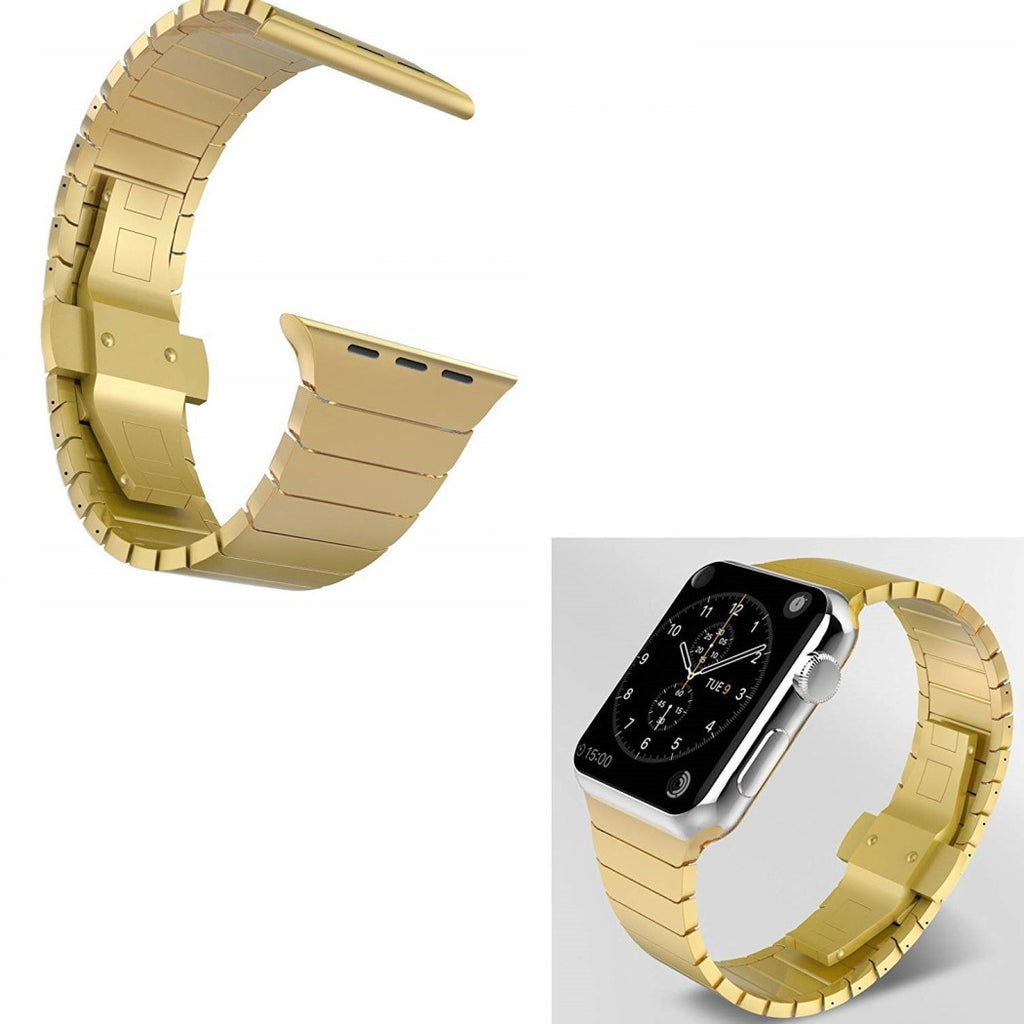 38MM GOLDBAND KETTE KOMPATIBEL MIT IWATCH SERIE 3/2/1 SCHMETTERLINGSVERSCHLUSS