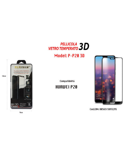 3D GEHÄRTETES GLAS FILM HUAWEI P20 ABDECKUNG MAXTECH P-P20 3D