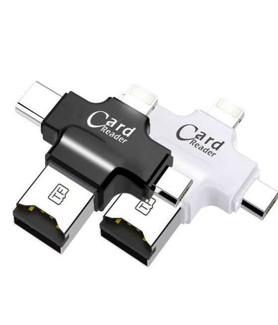 4-IN-1 MICROSD ANDROID IOS WINDOWS PC KARTENLESER FAT32 WEISS