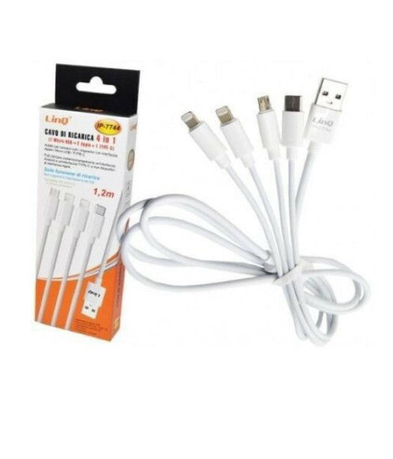 4IN1 MICROUSB TIPO C + 2 LIGHTNING IPHONE IP-7744