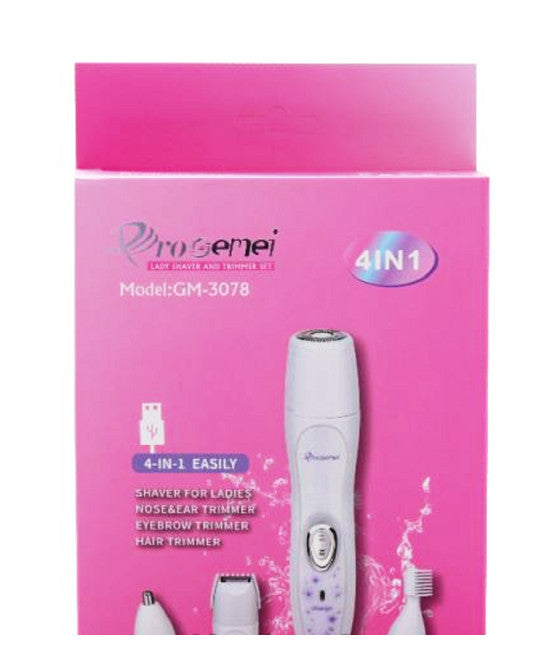 4-IN-1 KIT RASIERER TRIMMER EPILIERER WIEDERAUFLADBAR EPILIERER GM-3078