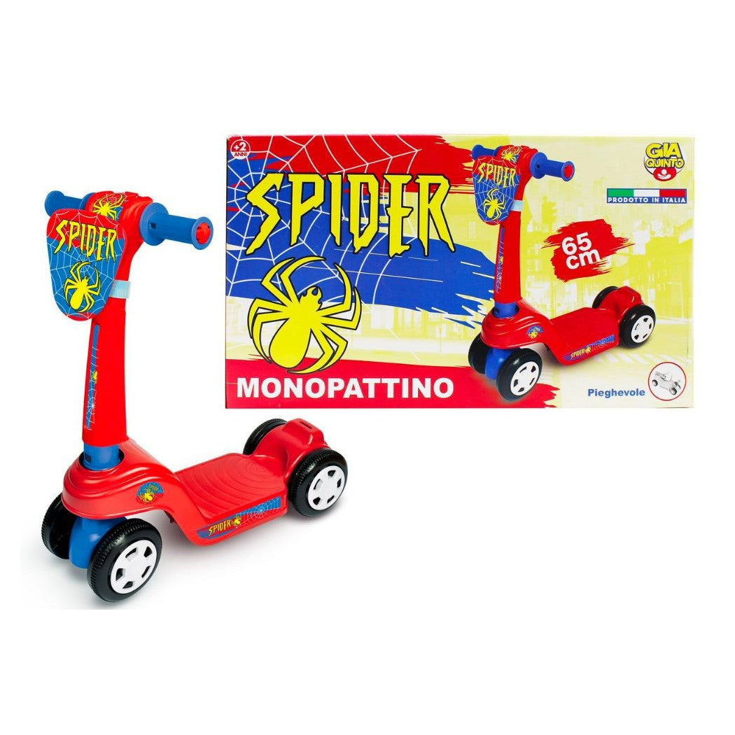 4-RÄDRIGER FALTBARER KINDERROLLER MIT SPINNENMOTIV, HERGESTELLT IN ITALIEN, AB 2 JAHREN