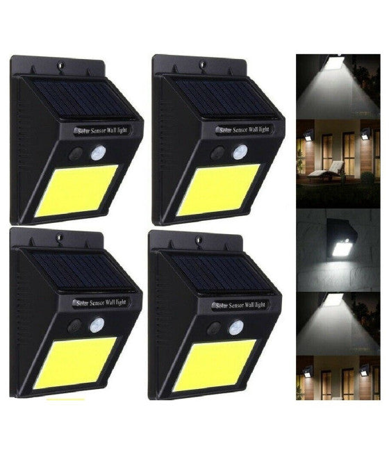 4LAMPADA LED SOLAR EXTERNAL GIARDINO FARETO FOTOVOLTAICO SENSORE 48LED