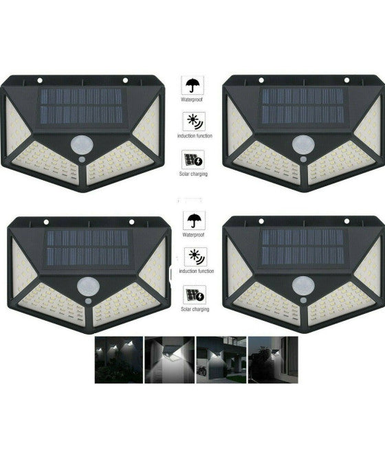 4 EXTERNE SCHEINWERFERLICHT-LAMPE SOLARENERGIE 100LED-BEWEGUNGSSENSOR