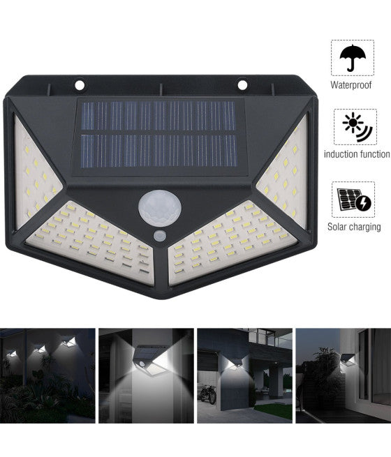 4 EXTERNE SCHEINWERFERLICHT-LAMPE SOLARENERGIE 100LED-BEWEGUNGSSENSOR