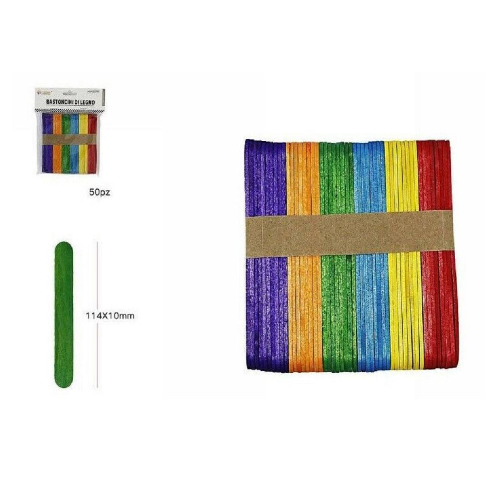 50PCS BUNTE HOLZSTÄBCHEN 114X10X1.2MM DIY HANDWERK