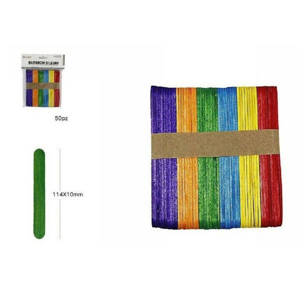 50PCS BUNTE HOLZSTÄBCHEN 114X10X1.2MM DIY HANDWERK