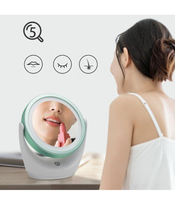 5X VERGRÖSSERUNG DOPPELT SCHWENKBAR LED TISCH MAKE-UP SPIEGEL WL8001