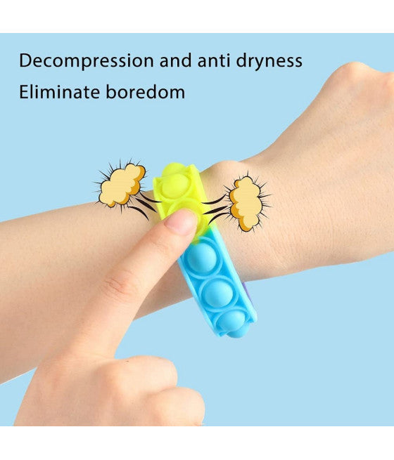 6 REGENBOGEN ANTI-STRESS ARMBÄNDER LUFTBLASEN SILIKON KINDER ERWACHSENE