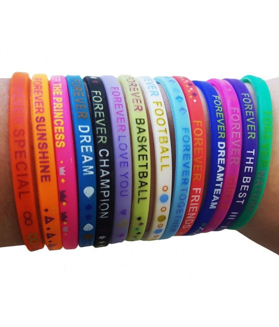 6 FÜR IMMER SILIKON ELASTISCHE ARMBÄNDER FREUNDSCHAFT SPORT LIEBE TREND