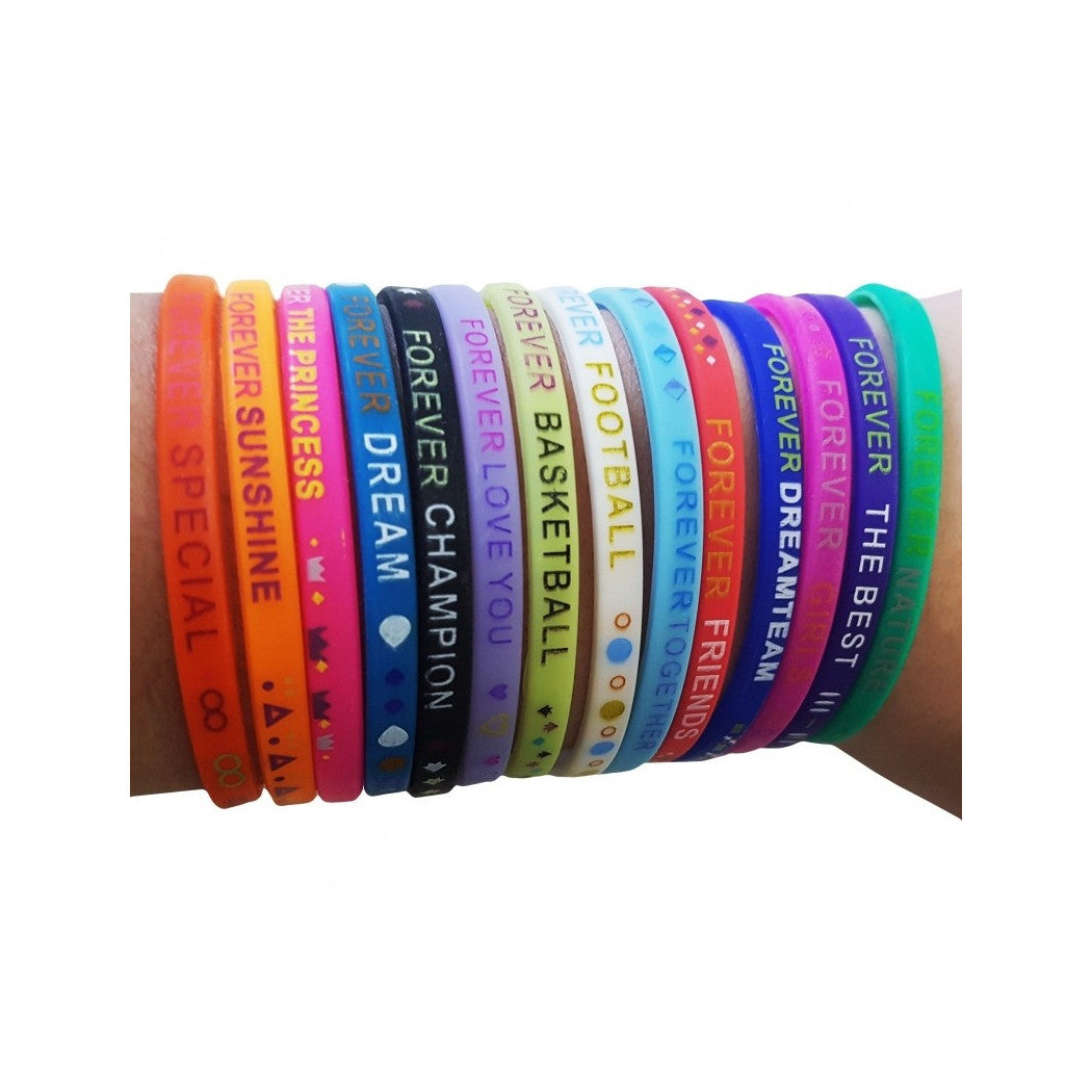 6 FÜR IMMER SILIKON ELASTISCHE ARMBÄNDER FREUNDSCHAFT SPORT LIEBE TREND