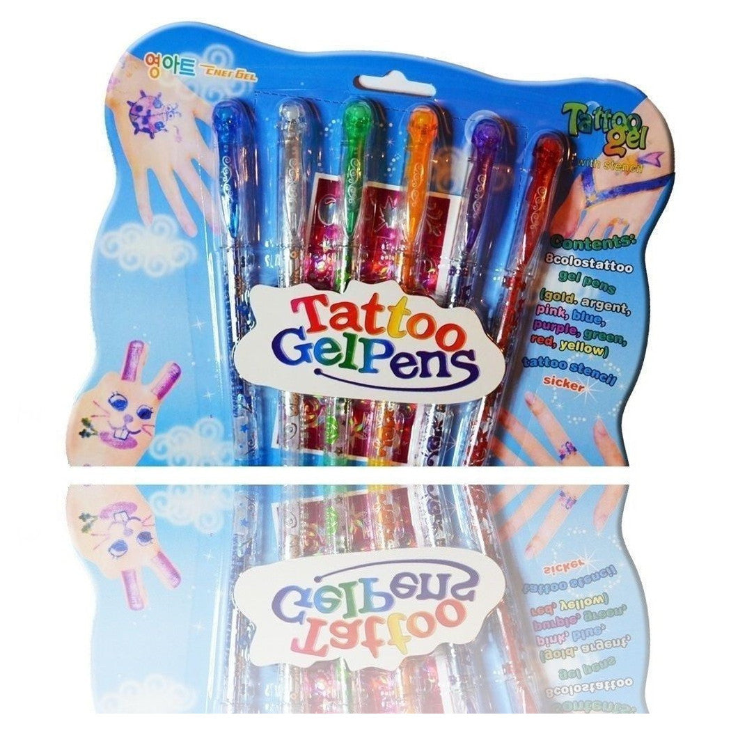 6 TATTOO-STIFTE TEMPORÄRES GEL GLITTER KINDER SPASS